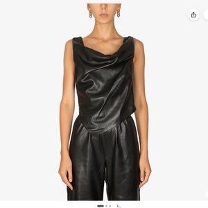 Nanushka Petra faux leather Black Sleeveless Draped Top
